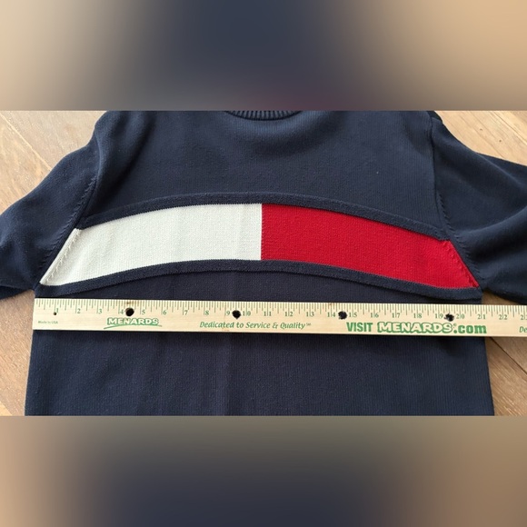 TOMMY HILFIGER Navy Sweater with Red and White Stripes - Men’s Large - Picture 5 of 7